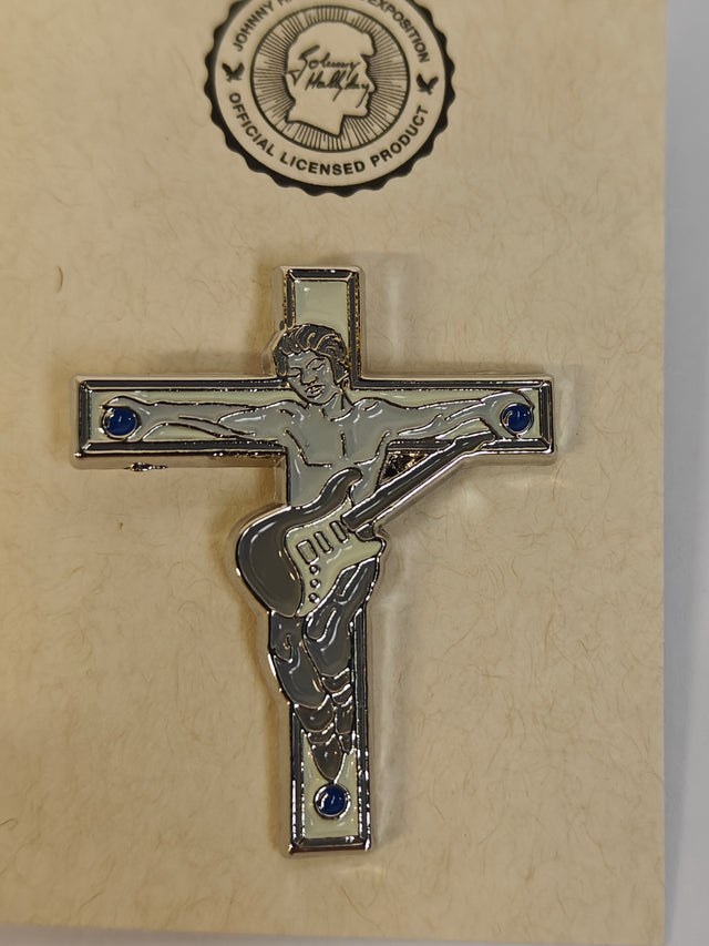 Croix Johnny Hallyday Sculptée En Acier 316L - 5 X 3.5 Cm - Argentée - Neuf Avec étiquettes